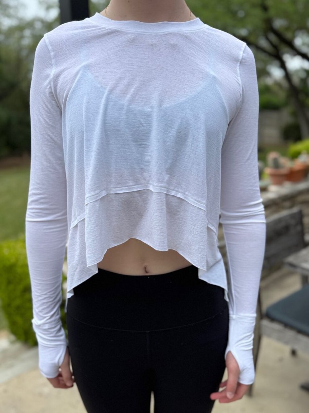 Free People White Long Sleeve Top